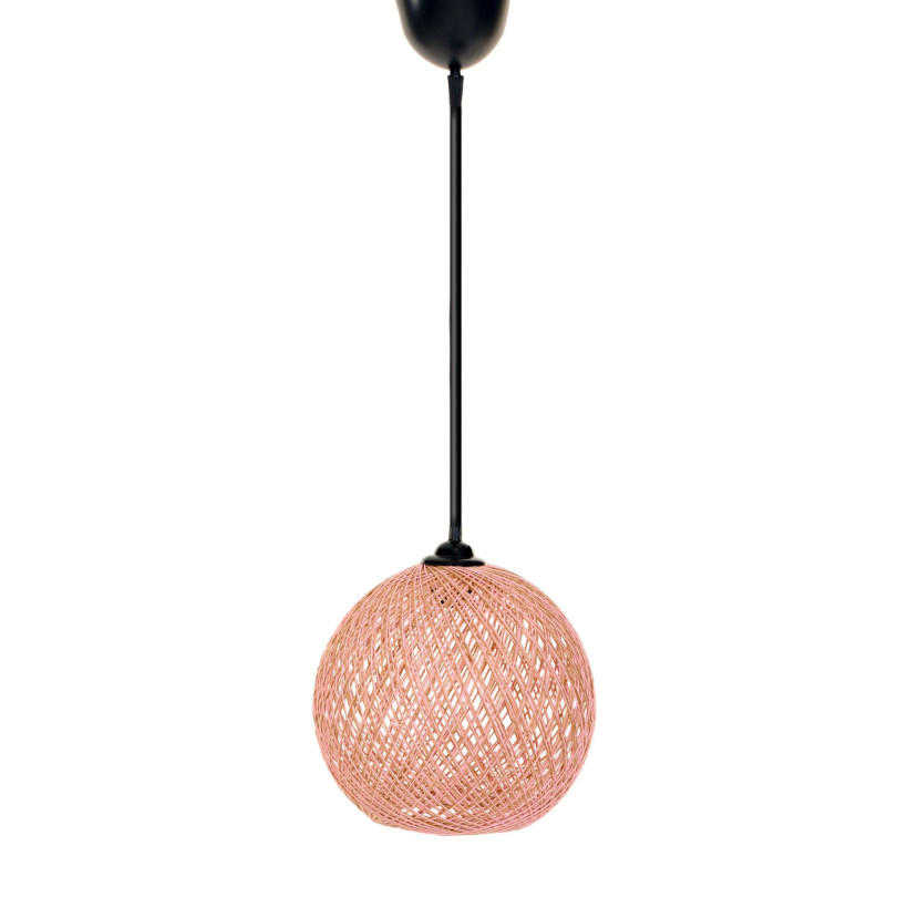 Κρεμαστό Φωτιστικό Jute Boho-Scandi, Ροζ-Καφέ, 55x24 εκ., ντουί E27, max 40W 390FLH1572