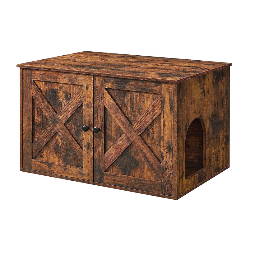 Ξύλινο Έπιπλο για Τουαλέτα Γάτας 80 x 53 x 49.2 cm Χρώματος Σκούρο Καφέ PCL002X01 Feandrea
