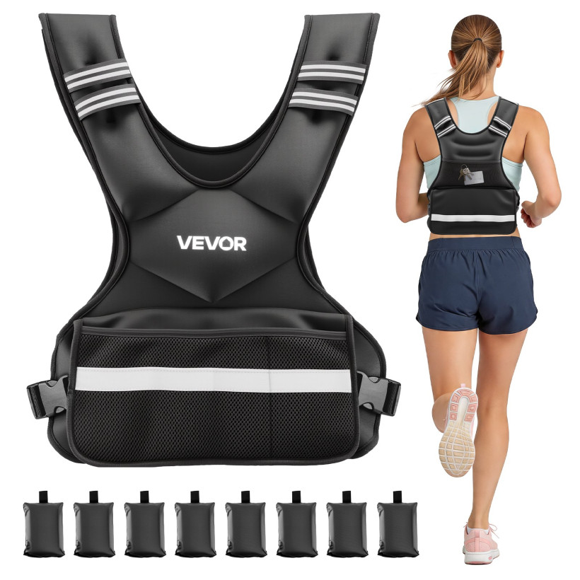 VEVOR Ρυθμιζόμενο Γιλέκο Βάρους 18,3 kg με 8 Βαράκια και Ανακλαστική Λωρίδα KDJZLKBXFMD4WP6M2001V0