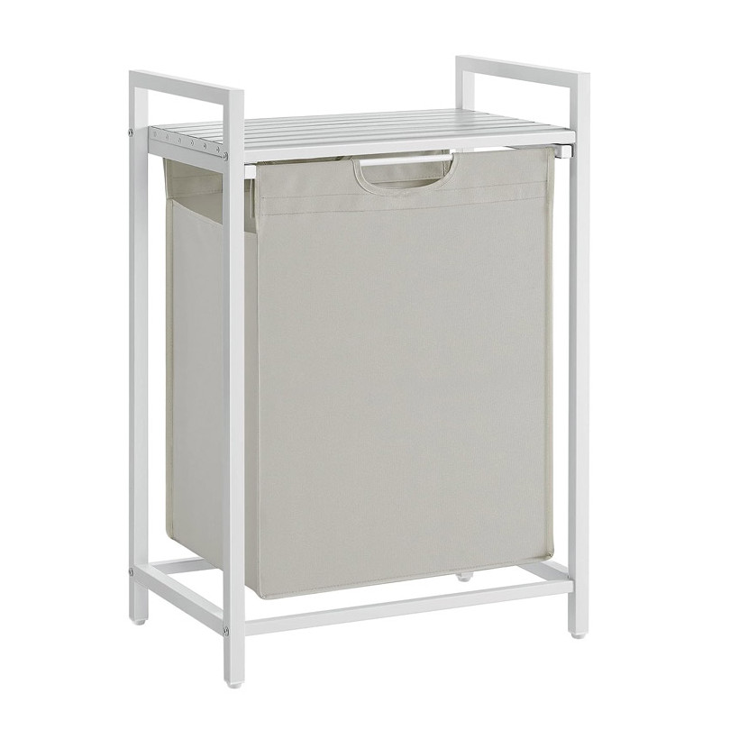 Μεταλλικό Καλάθι Απλύτων με 1 Ράφι 50 x 33 x 72 cm Χρώματος Λευκό VASAGLE BLH101W01