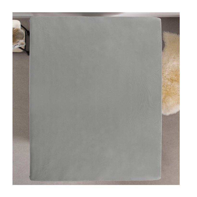 Μονό Σεντόνι Dubbel Jersey με Λάστιχο 80 x 220 x 30 cm Χρώματος Γκρι Dreamhouse 8717703801781