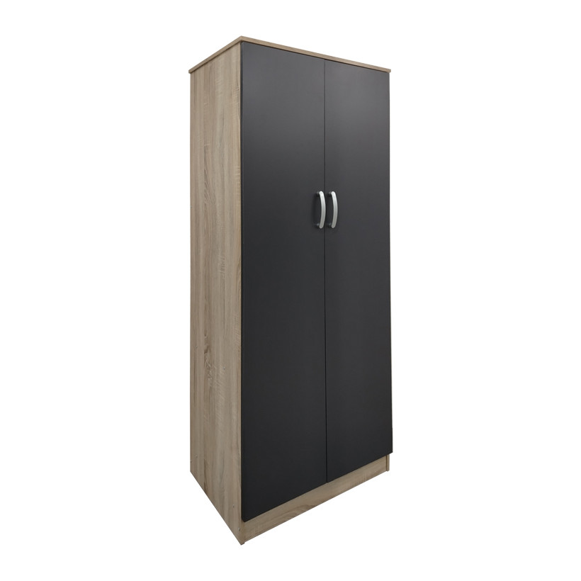Ντουλάπα δίφυλλη Athos  σε sonoma-ανθρακί απόχρωση 80x42x180εκ