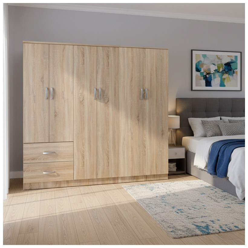 Ντουλάπα εξάφυλλη Athos Ι  sonoma 200.5x42x180εκ