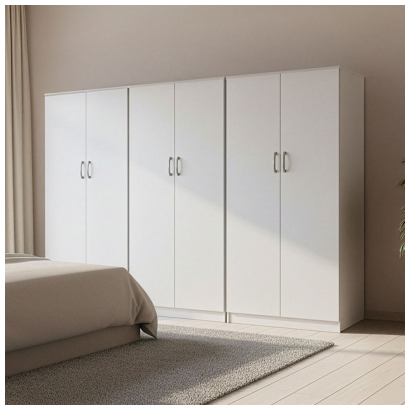 Ντουλάπα εξάφυλλη Athos ΙΙ  λευκή 240x42x180εκ