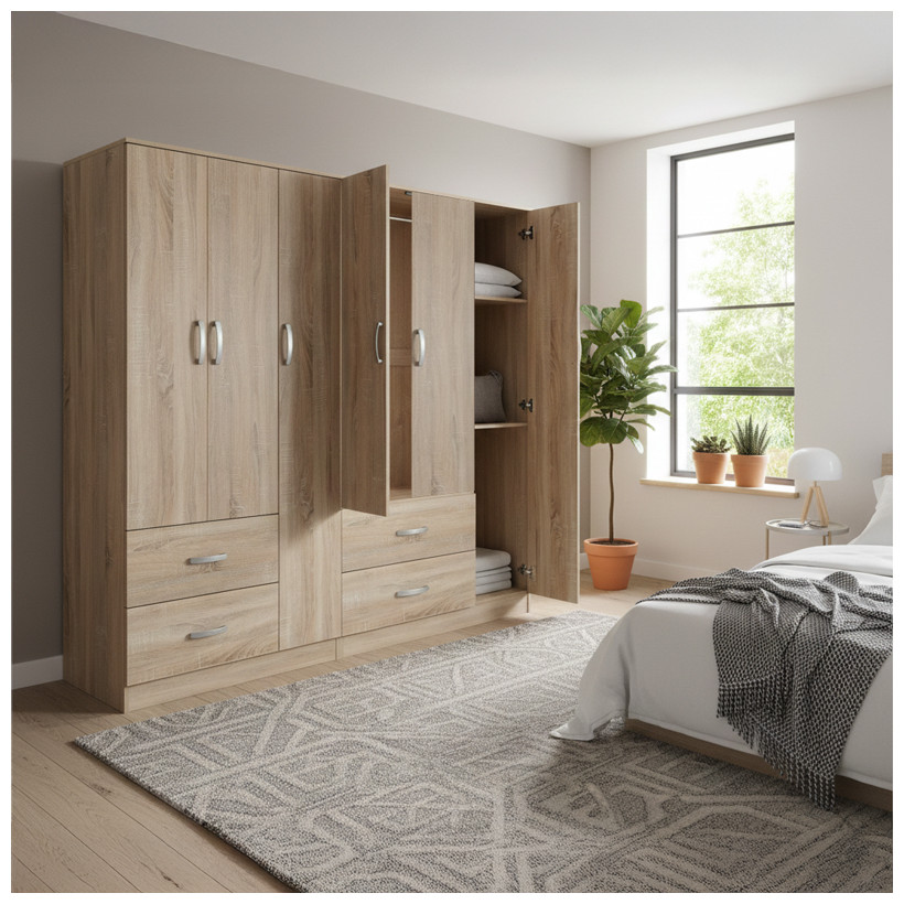 Ντουλάπα εξάφυλλη Athos  sonoma 180x42x180εκ