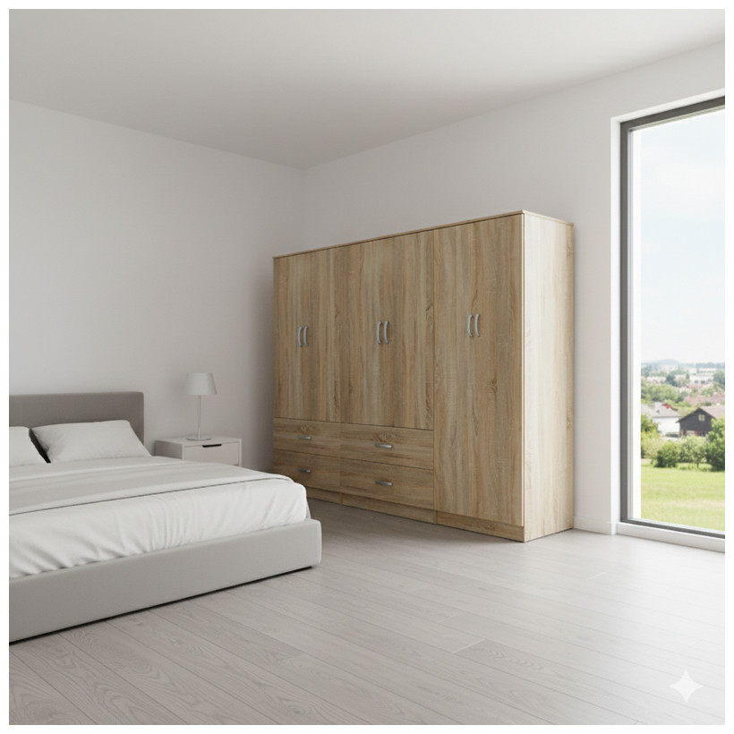 Ντουλάπα εξάφυλλη Athos  sonoma 240x42x180εκ