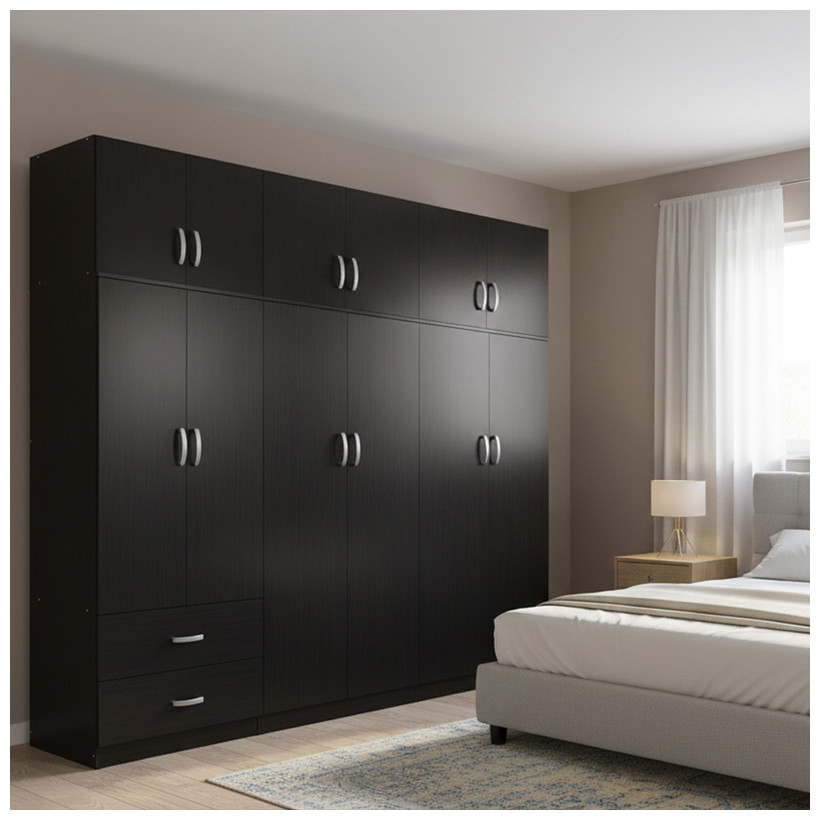 Ντουλάπα εξάφυλλη με πατάρι Athos I  wenge 240x42x240εκ