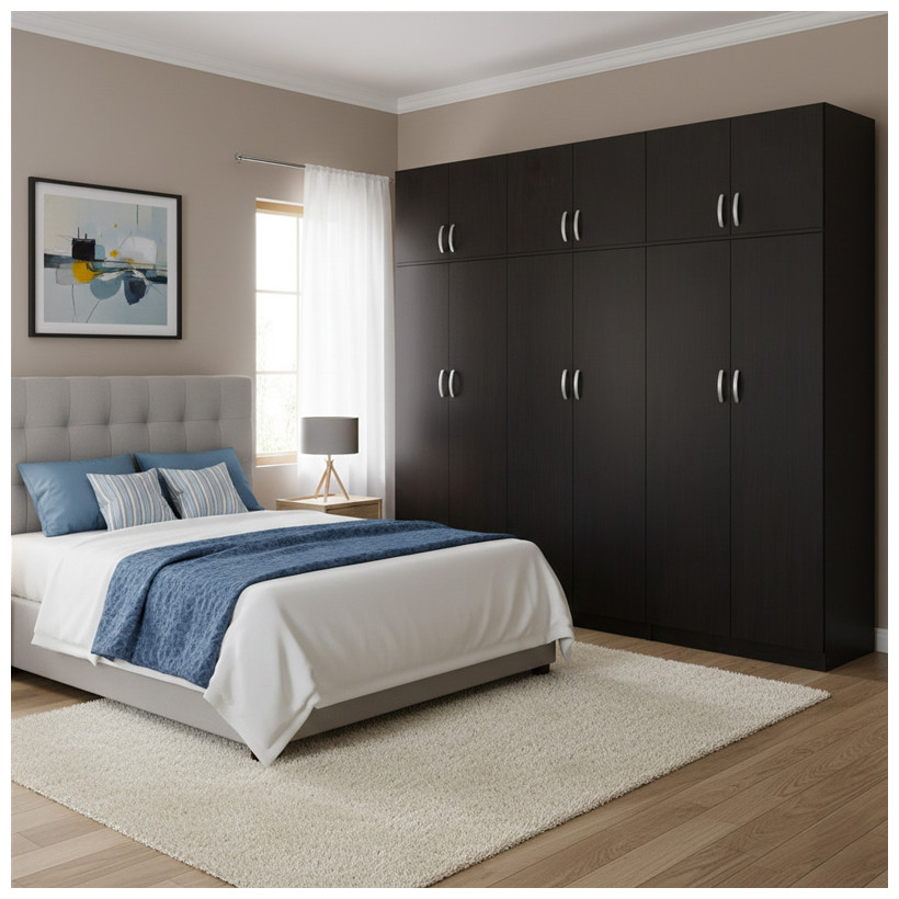 Ντουλάπα εξάφυλλη με πατάρι Athos ΙΙ  wenge 240x42x240εκ