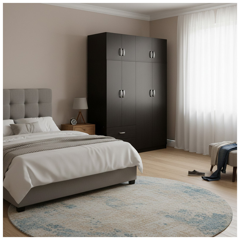Ντουλάπα εξάφυλλη με πατάρι Athos  wenge 240x42x240εκ