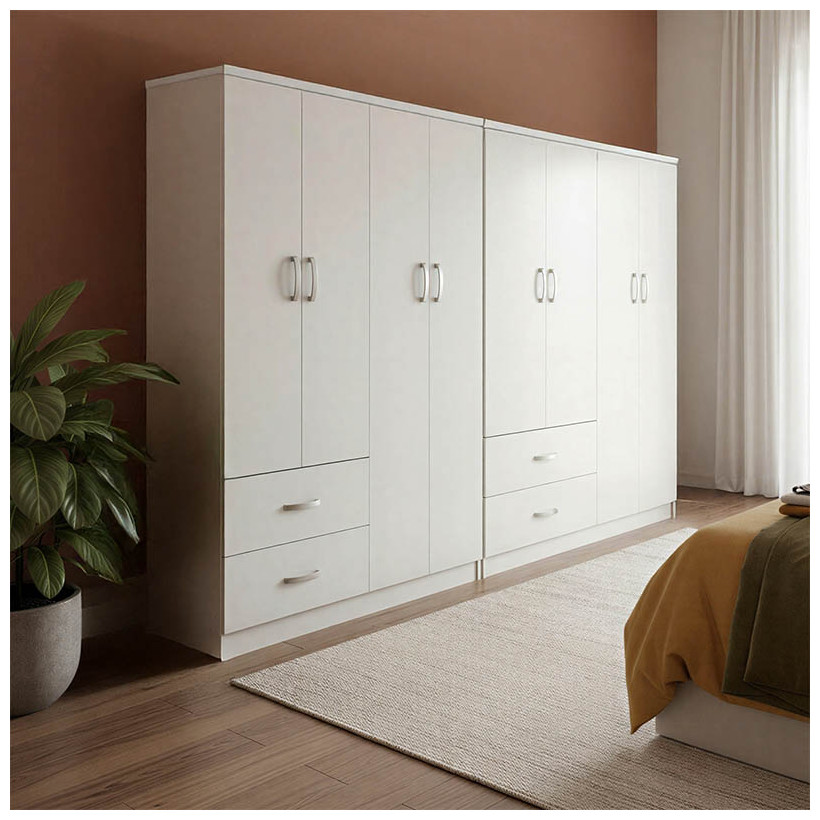 Ντουλάπα οχτάφυλλη Athos  λευκή 241x42x181εκ