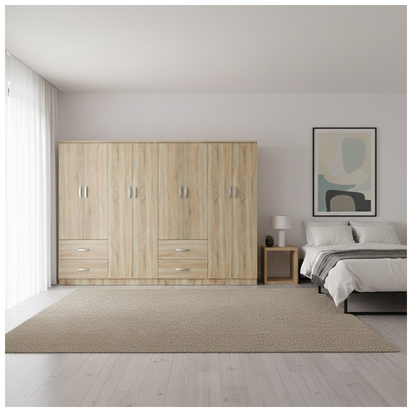 Ντουλάπα οχτάφυλλη Athos  sonoma 241x42x181εκ