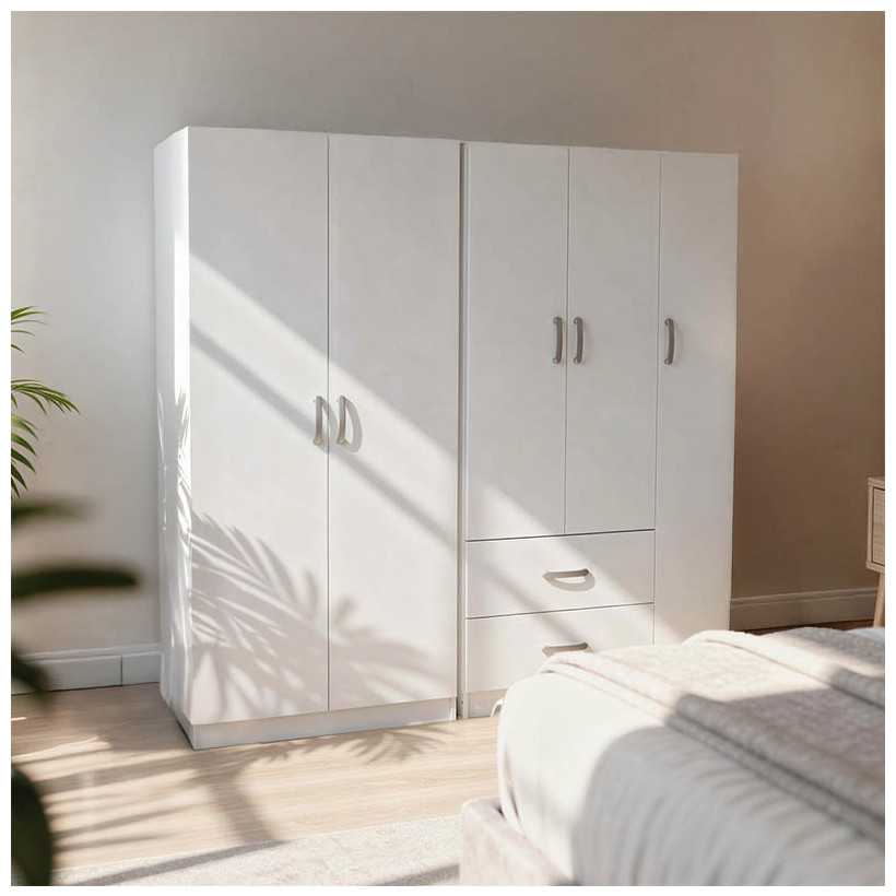 Ντουλάπα πεντάφυλλη Athos I  λευκή 170x42x180εκ