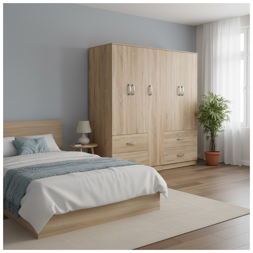 Ντουλάπα πεντάφυλλη Athos  sonoma 170x42x180εκ