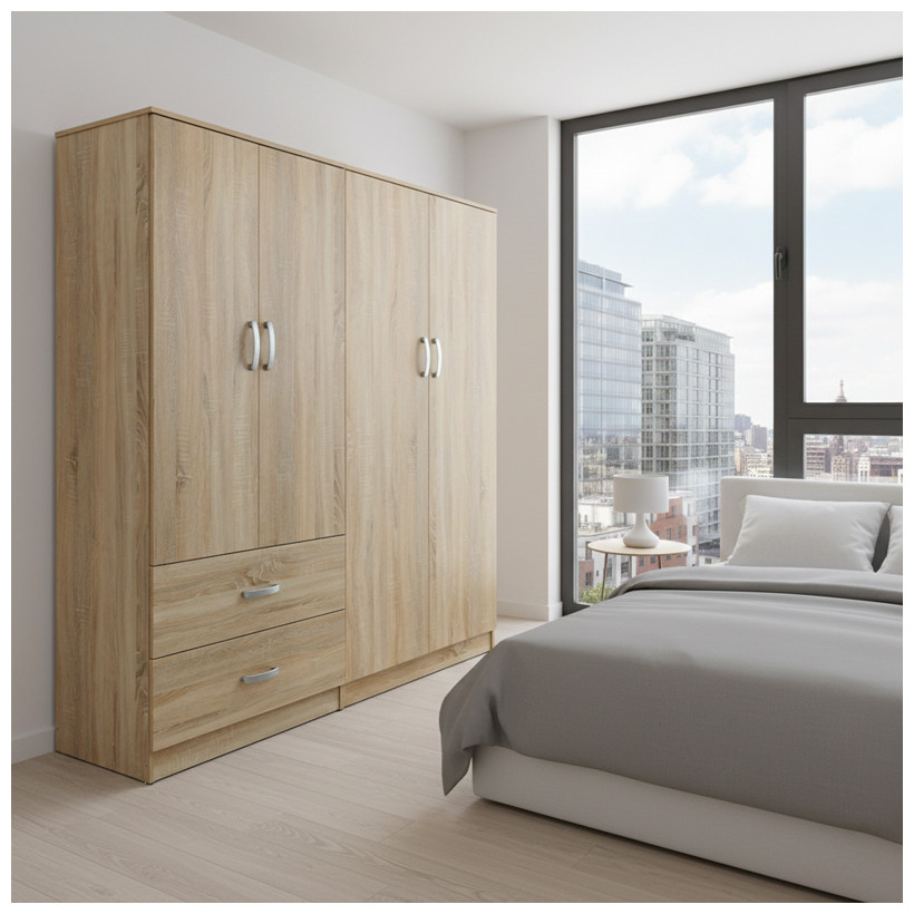 Ντουλάπα τετράφυλλη Athos  sonoma 160x42x180εκ