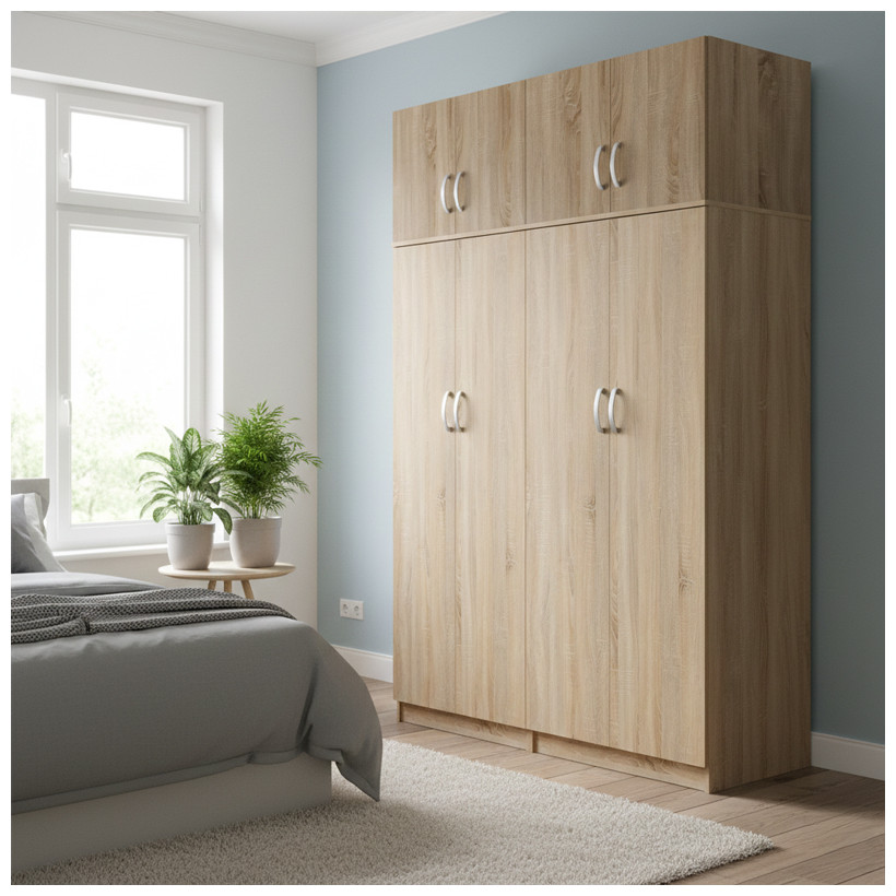 Ντουλάπα τετράφυλλη με πατάρι Athos Ι  sonoma 160x42x240εκ