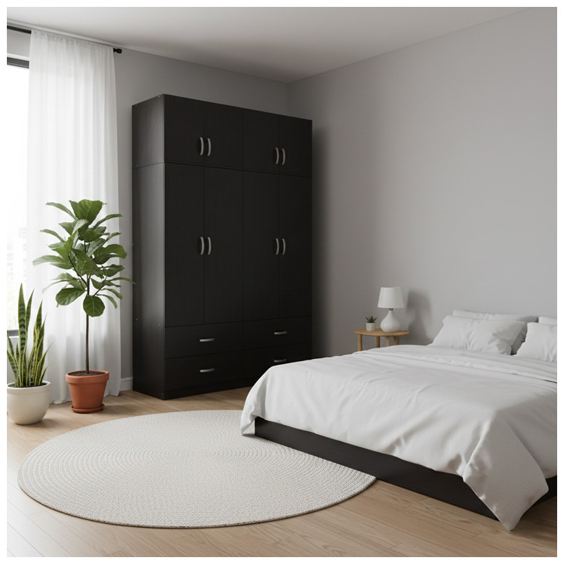 Ντουλάπα τετράφυλλη με πατάρι Athos  wenge 160x42x240εκ