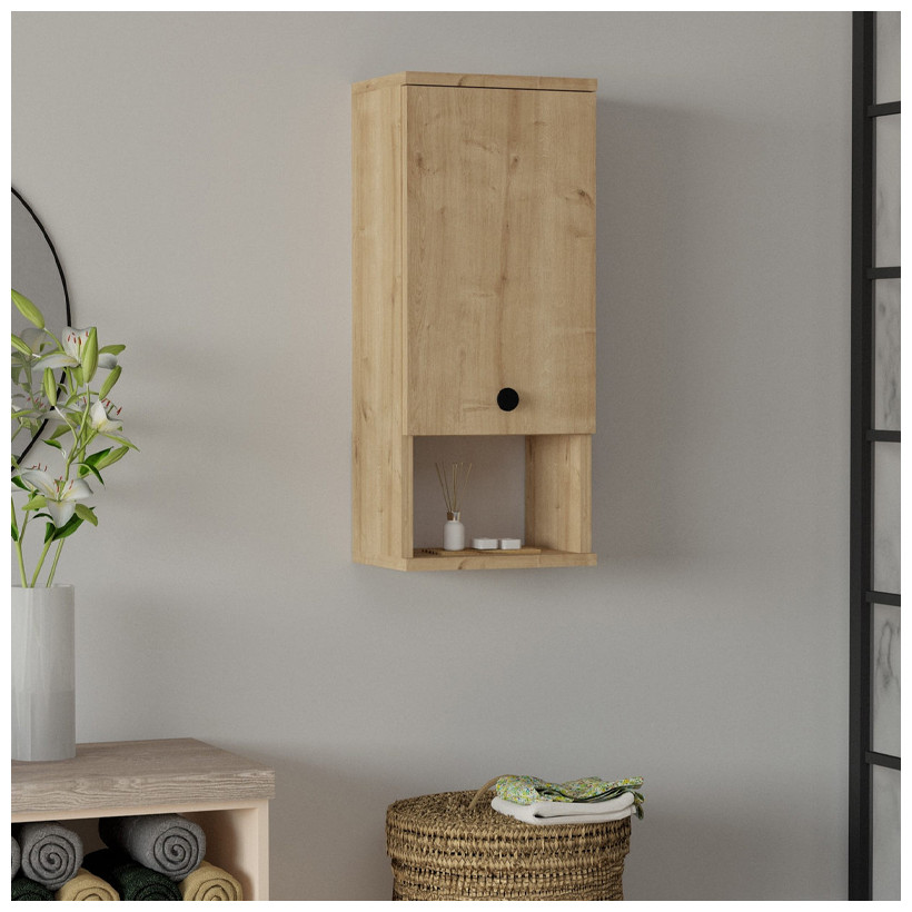 Ντουλάπι μπάνιου επιτοίχιο Mis  χρώμα sapphire oak 30x21,8x71εκ.