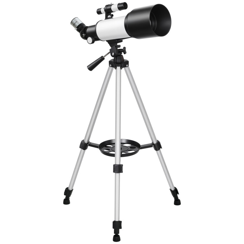 Outsunny Τηλεσκόπιο Αστρονομικό 70mm με 2 Φακούς και Αντάπτορα για Smartphone, 80x80x135 εκ., Λευκό και Μαύρο 023-005V00SR