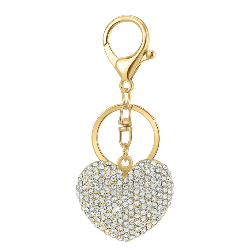 So Charm Μπρελόκ Καρδιά Bijou de Sac με Λαμπερούς Κρυστάλλους Swarovski, Χρυσό B4366-DORE