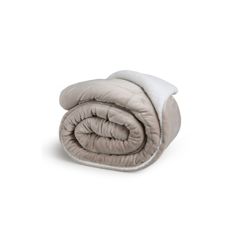 Πολυτελής Κουβέρτα Διπλής Όψης Sherpa  140 x 200 cm Taupe 8720604888348 SleepMed