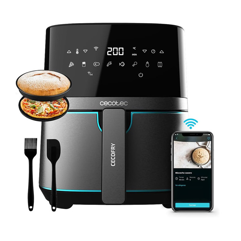 Ψηφιακή Φριτέζα Αέρος 5.5 Lt 1700 W Cecofry Full InoxBlack 5500 Connected Pack Cecotec CEC-03319