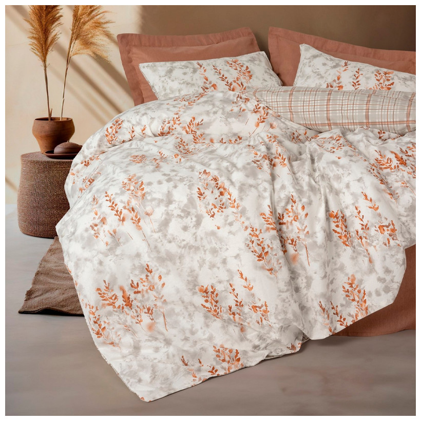 Σετ παπλωματοθήκη Lamina Cotton Box 4 τμχ Διπλή (200x220) χρώμα cinnamon