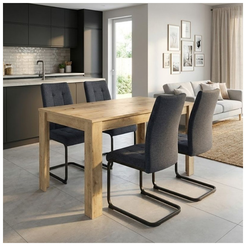Σετ τραπεζαρία 5τμχ Darlen - Laura  χρώμα sapphire oak - ανθρακί 125x72x74εκ.