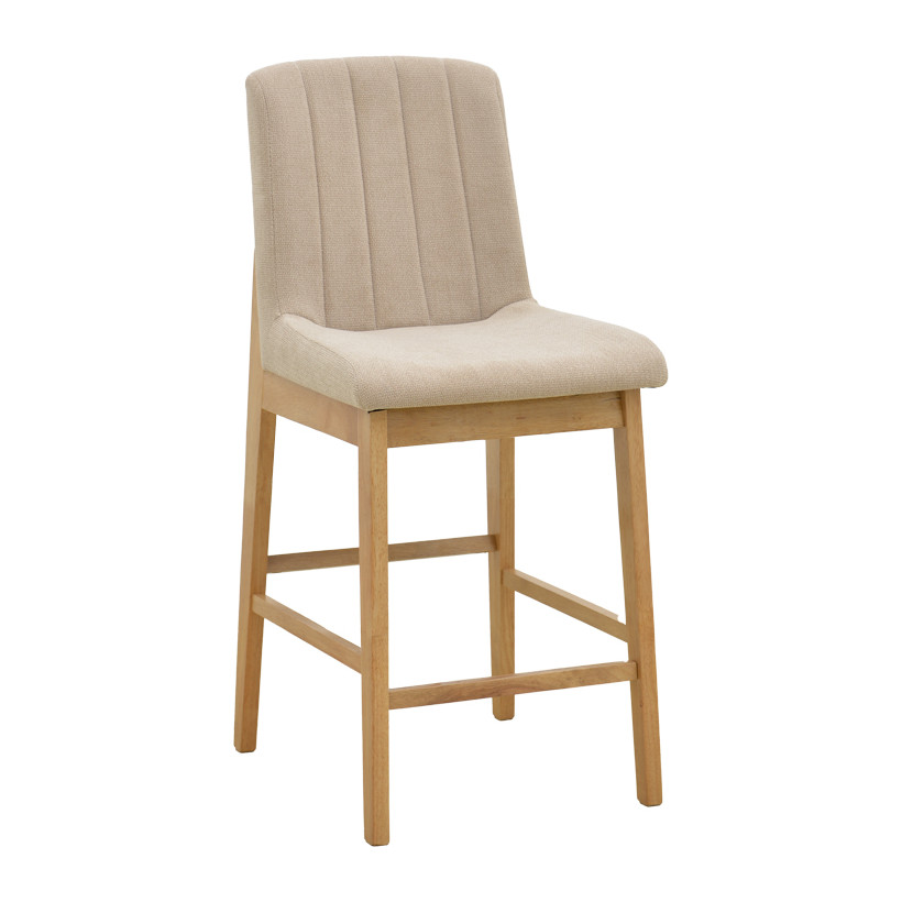 Σκαμπό μπαρ Dalby  sonoma rubberwood και μπεζ ύφασμα 50x45x102,5εκ - 2 ΤΕΜ