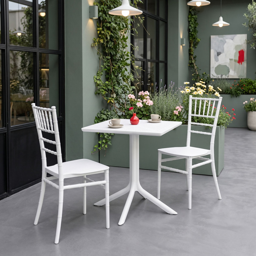 Τραπεζαρία Groovy Tifany I  σετ 3τεμ λευκό PP 60x60x76εκ