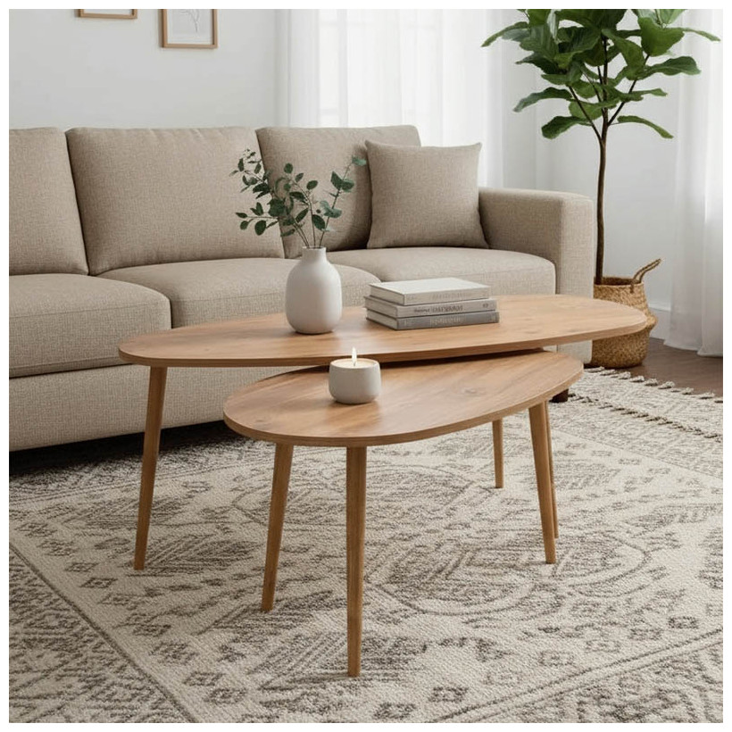 Τραπέζι σαλονιού Monty  2 τεμ. σε oak απόχρωση 116x46x46εκ
