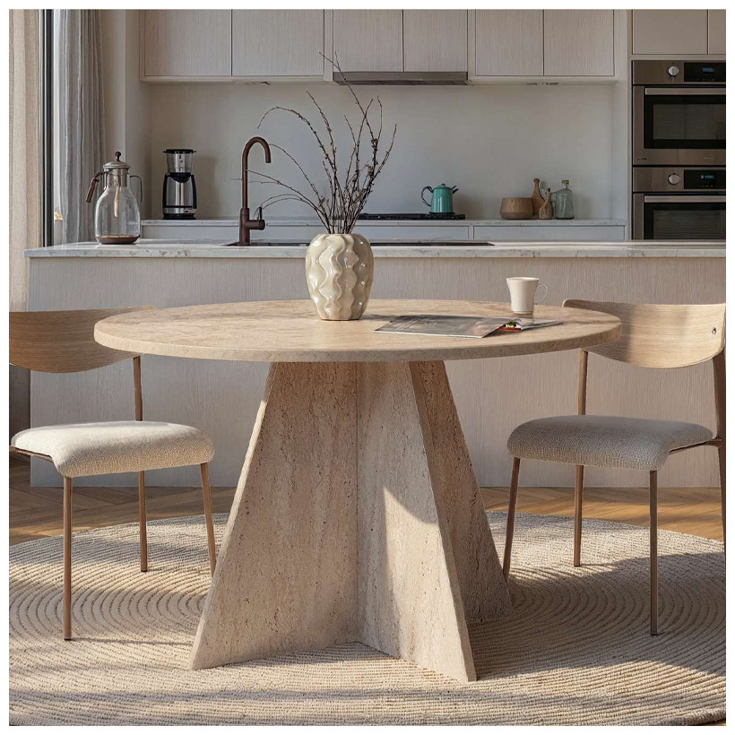 Τραπέζι Virela  χρώμα travertine Ø120x75εκ.
