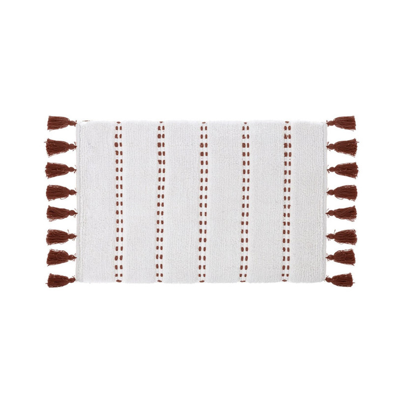 Βαμβακερό Χαλάκι Μπάνιου με Pompom 75 x 50 x 1 cm Χρώματος Κεραμιδί 5Five Simply Smart 174631E