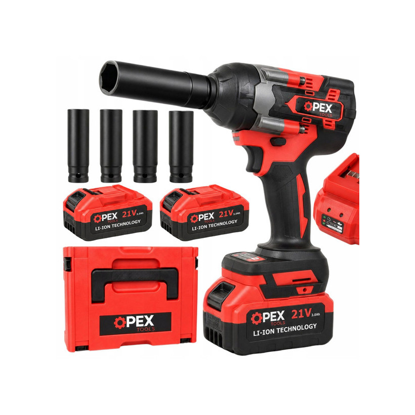 Verk Group OPEX TOOLS Παλμικό Κλειδί Μπαταρίας 21V Brushless 700Nm με 2 Μπαταρίες 3Ah, Καρυδάκια & Βαλίτσα 5907451391938