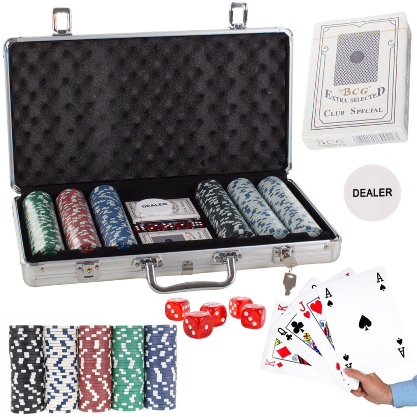 Verk Group Σετ Πόκερ Texas Hold'em 300 Μάρκες με 2 Τράπουλες, 5 Ζάρια & Βαλιτσάκι Αλουμινίου 5907451330104