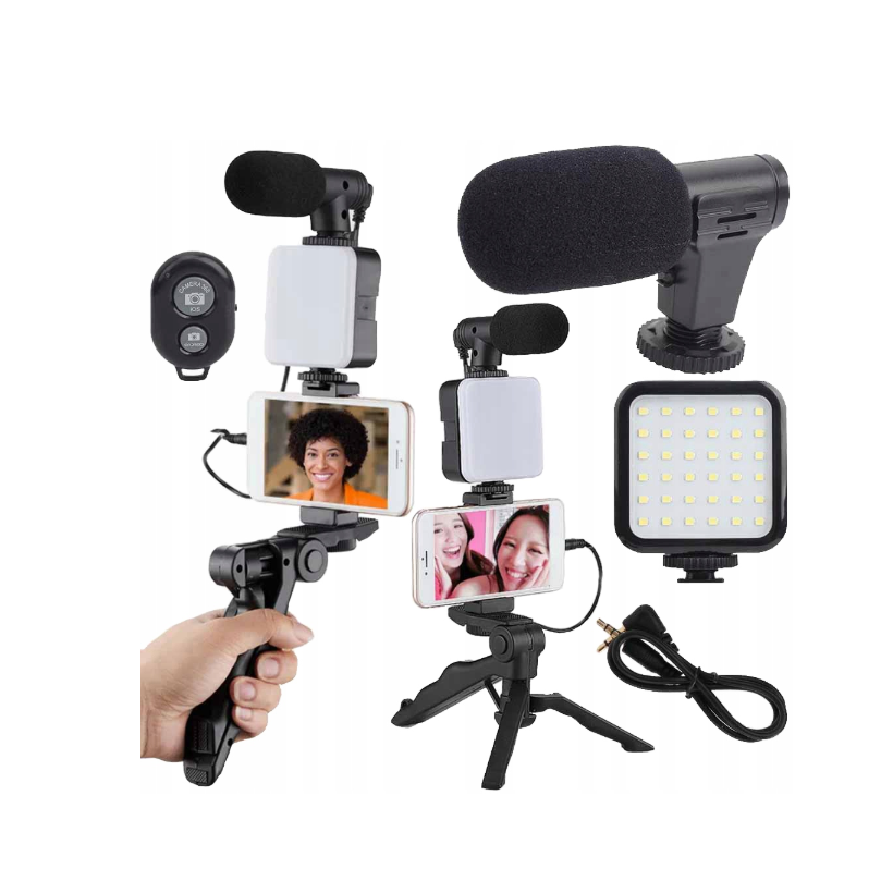 Vlogging Kit με Τρίποδο, Μικρόφωνο και Βάση Κινητού για Καταγραφή Βίντεο 5907451365045 Verk Group