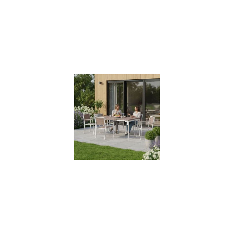 MultiGarden Πτυσσόμενο Τραπέζι Κήπου 180-240 εκ. για 12 άτομα, ατσάλινο με HDPE, μπεζ MultiGarden SAE-180-3-5
