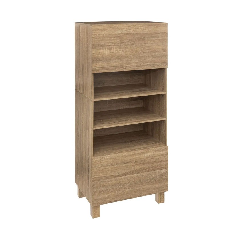Ξύλινη Ραφιέρα με 3 Ράφια και 2 Ντουλάπια 57 x 40 x 146 cm 181277