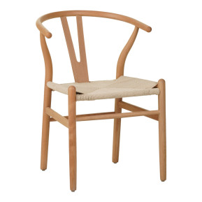 Καρέκλα Wishbone  rubberwood-σχοινί σε φυσική απόχρωση 53.5x57x74εκ