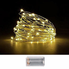 100 Λαμπάκια LED Copper Μπαταρίας Λευκό Θερμό σε Σειρά με Controller IP20 10,3m Xmasfest 1133507 93-3487