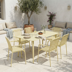 Τραπεζαρία Heven Vista  σετ 7τεμ σαμπανί αλουμίνιο 120x70x72εκ