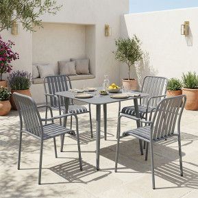 Τραπεζαρία Heven Vista  σετ 5τεμ ανθρακί αλουμίνιο 80x80x72εκ