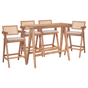 Τραπεζαρία μπαρ Winslow I  σετ 5τεμ ξύλο rubberwood ανοιχτό καρυδί 120x45x100εκ
