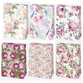 Χάρτινη τσάντα Floral mix (T9_OG_49) Υ40x29x12 εκ. - 10 ΤΕΜ