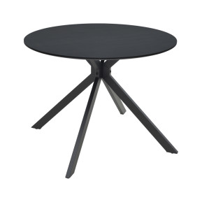 Τραπέζι Xuson  μαύρο mdf-πόδι μαύρο μέταλλο Φ80x75εκ