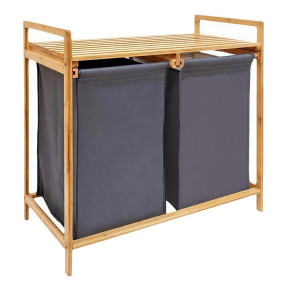 Καλάθι απλύτων διπλό Nextdeco μπαμπού Υ67x70x36.5εκ.