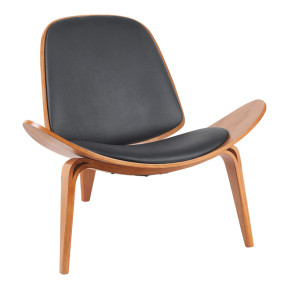 Πολυθρόνα Vilma  PU μαύρο- plywood καρυδί 90x76.5x74.5εκ