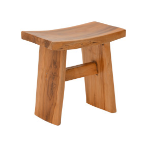 Σκαμπό Borbe  teak ξύλο σε φυσική απόχρωση 45x28x45εκ