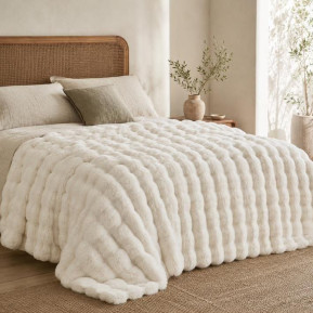 Κουβέρτα faux fur λευκό 160x200εκ.