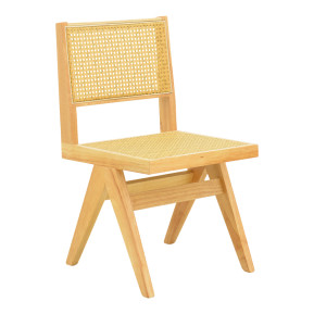 Καρέκλα Winslow  rubberwood-rattan σε φυσική απόχρωση 46x58x80εκ - 2 ΤΕΜ