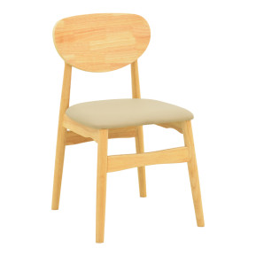 Καρέκλα Cardith  rubberwood-plywood σε φυσική απόχρωση-pu μπεζ 48x51x78εκ